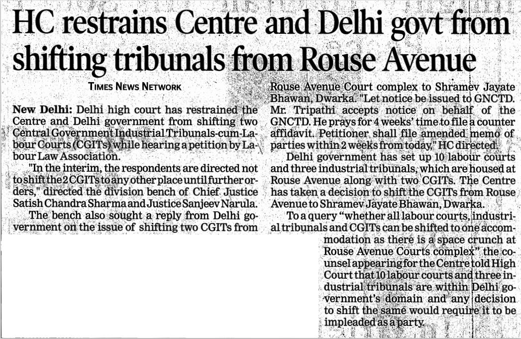 HC restrains Centre and Delhi govt from shifting tribunals from Rouse Avenue